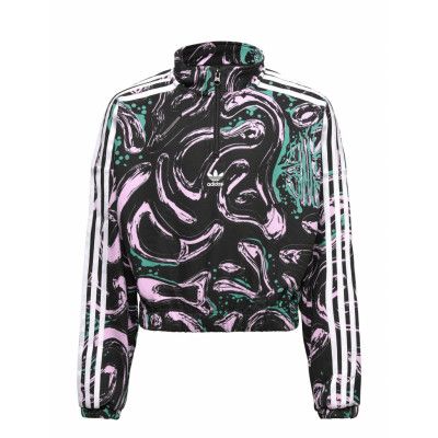 Allover Print Half-Zip Crop Crew Sweatshirt Sweat-shirt Tröja Multi/mönstrad Adidas Originals