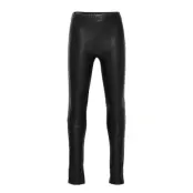 Anita Fake Leather Legging Leggings Svart Grunt