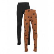 Basic Hearts Leggings 2-Pack *Villkorat Erbjudande Leggings Multi/mönstrad Mini Rodini