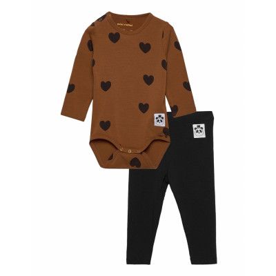 Basic Hearts Ls Body + Leggings Sets Sets With Body Multi/patterned Mini Rodini