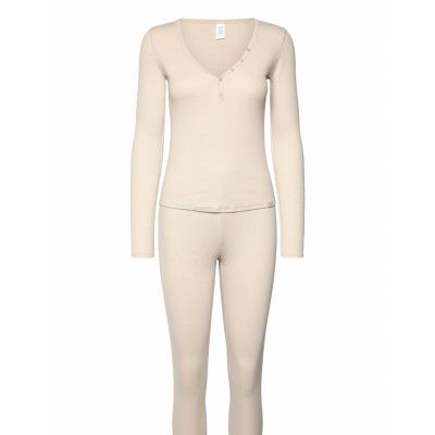Calvin Klein L/S Henley & Legging Kräm