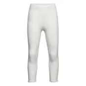 Capri Leggings Solid W Lace Leggings Vit Lindex