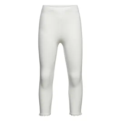 Capri Leggings Solid W Lace Leggings Vit Lindex