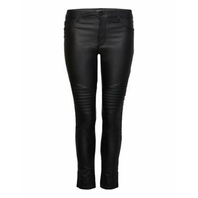 Carpunk Reg Sk Biker Coated Jeans Ess Trousers Leather Leggings/Byxor Svart ONLY Carmakoma