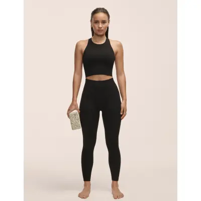 Casall Multi Rib Seamless High Waist Tights - Black - L