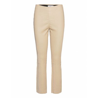 Cc Heart Cropped Leather Leggings Trousers Leather Leggings/Byxor Beige Coster Copenhagen