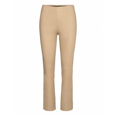 Cc Heart Cropped Leather Leggings Trousers Leather Leggings/Byxor Brun Coster Copenhagen