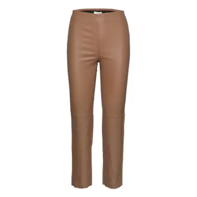 Celia Stretch Leather Pants Trousers Leather Leggings/Byxor Brun NORR