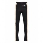 Colour Block Monogram Legging Bottoms Leggings Svart Calvin Klein