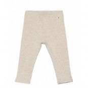 Mango Cotton Ribbed Leggings Beige