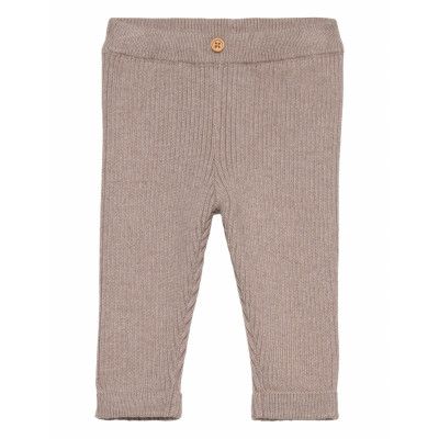 Mango Cotton Ribbed Leggings Beige