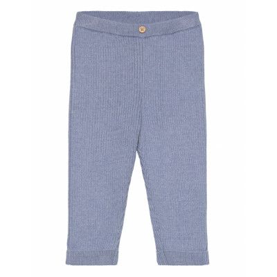 Mango Cotton Ribbed Leggings Blå