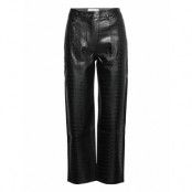 Croco Trousers Leather Leggings/Byxor Svart Mango