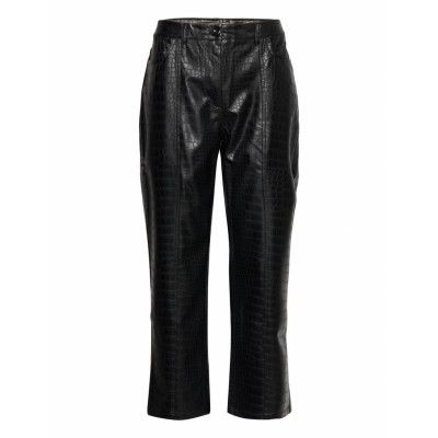 Croco Trousers Leather Leggings/Byxor Svart Mango