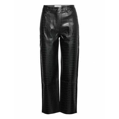 Croco Trousers Leather Leggings/Byxor Svart Mango