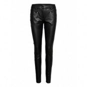 Crop Leisure Trouser Leather Leggings/Byxor Svart Taifun