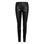 Crop Leisure Trouser Leather Leggings/Byxor Svart Taifun