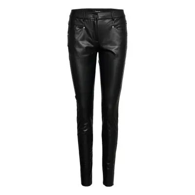 Crop Leisure Trouser Leather Leggings/Byxor Svart Taifun