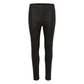 Crtabea Woven Legging Bottoms Trousers Leather Leggings-Byxor Svart Cream