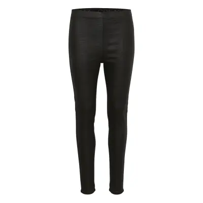 Crtabea Woven Legging Bottoms Trousers Leather Leggings-Byxor Svart Cream