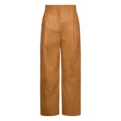 D1. Pleated Leather Pants Bottoms Trousers Leather Leggings-Byxor Brun GANT