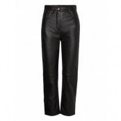 D2. Hw Cropped Leather Pant Bottoms Trousers Leather Leggings-Byxor Svart GANT