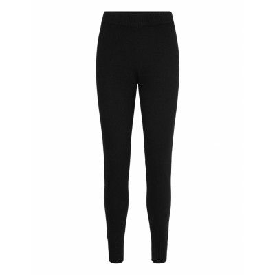 Davida Cashmere Leggings Ribbed Ankle Svart