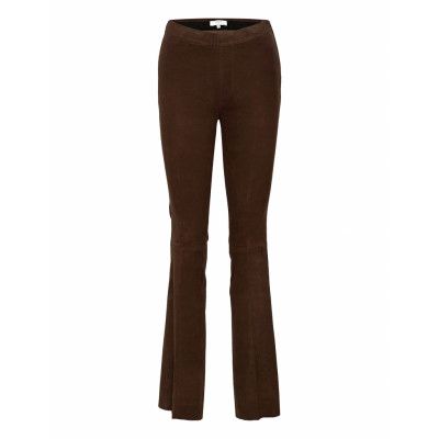 Dollmann Flare Suede Pants Trousers Leather Leggings/Byxor Brun Dante6
