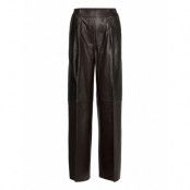 Duchesse Pants Contrast Leather Trousers Leather Leggings/Byxor Brun REMAIN Birger Christensen