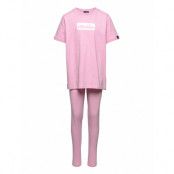 El Realta Jnr Legging Set Sport Sets With Short-sleeved T-shirt Pink Ellesse