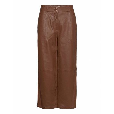 Ellie Crop 635 Trousers Leather Leggings/Byxor Brun FIVEUNITS