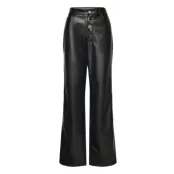 Embellished Button Pants Designers Trousers Leather Leggings-Byxor Svart ROTATE Birger Christensen