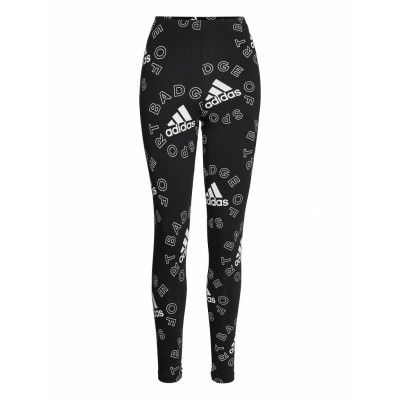 Essentials Logo Allover Print Leggings W Leggings Svart Adidas Performance