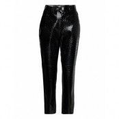 Faux Croc Patent Leather Pants Bottoms Trousers Leather Leggings-Byxor Black Karl Lagerfeld