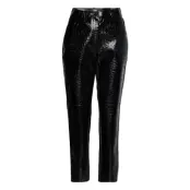 Karl Lagerfeld Faux Croc Patent Leather Pants Svart