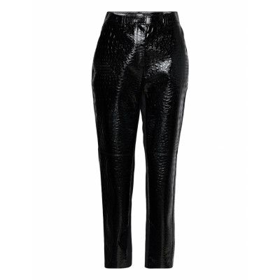 Faux Croc Patent Leather Pants Designers Trousers Leather Leggings-Byxor Svart Karl Lagerfeld