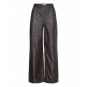 Malina Felise High Rise Wide Leather Pants Brun