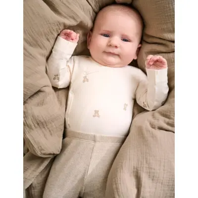 Fixoni Leggings Melange Rib - Beige - 80