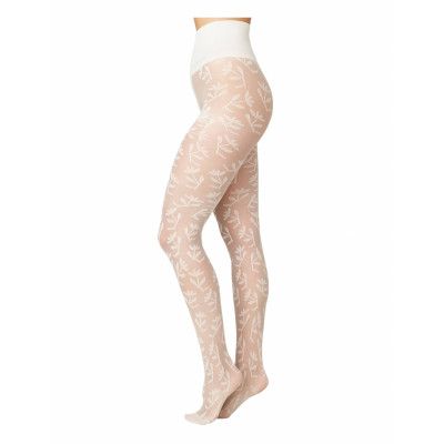 Flora Flower Tights Lingerie Pantyhose & Leggings Vit Swedish Stockings