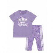 Floral Dress Leggings Set Sets Sets With Short-sleeved T-shirt Lila Adidas Originals