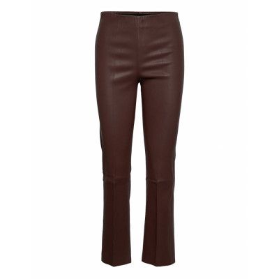 Florentina Trousers Leather Leggings/Byxor Brun By Malene Birger
