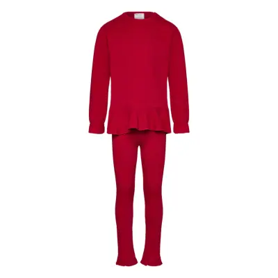 Geggamoja Flounce Set Deep Red - Red - 74/80