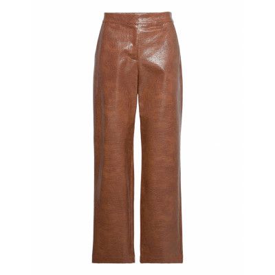 Gelika Snake Pant Bottoms Trousers Leather Leggings-Byxor Brown A-View
