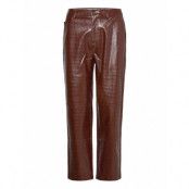 Giana Pants Designers Trousers Leather Leggings-Byxor Brown Malina