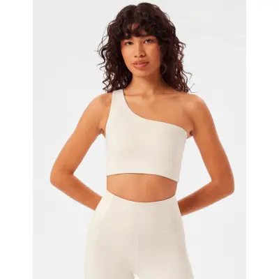 Girlfriend Collective Bianca Bra, One Shoulder - Cream - S