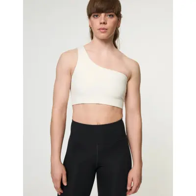 Girlfriend Collective Bianca Bra, One Shoulder - White - L