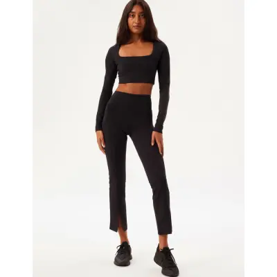 Girlfriend Collective Luxe Split Hem Legging - Black - S