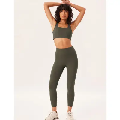 Girlfriend Collective Rib High-Rise Legging, 7/8 - Green - S