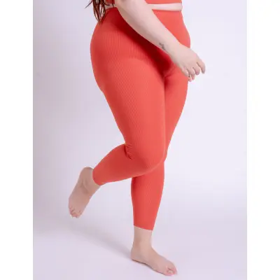 Girlfriend Collective Rib High-Rise Legging, 7/8 - Orange - M