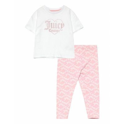 Juicy Couture Glitter Print Tee And Juicy Aop Legging Set Multi/patterned